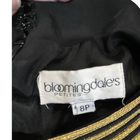Bloomingdales Womens Long Sleeve Scoop Neck Dress Black Gold 8P Nautical Vintage - Picture 9 of 12